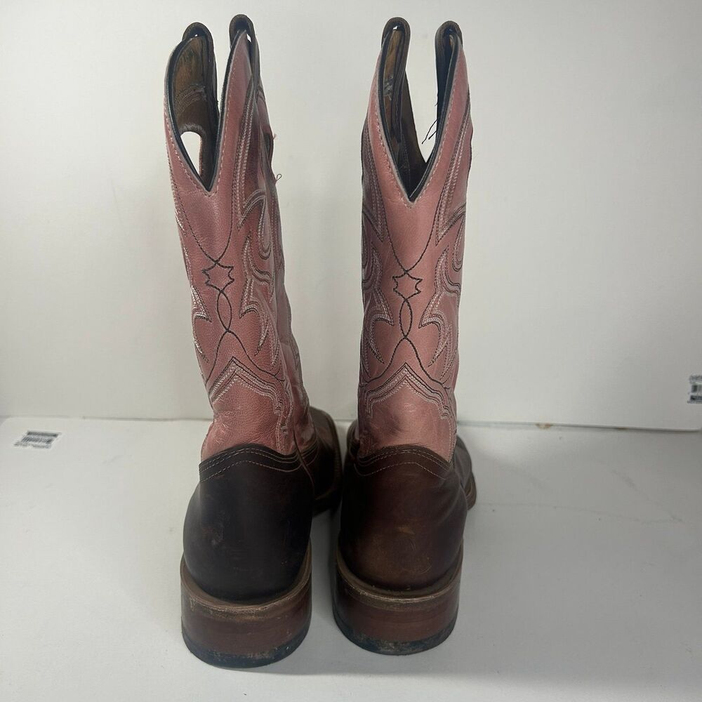 Boulet Women’s Cowboy Boots Size 8 C Brown Pink Leather Western Boots - Picture 4 of 8